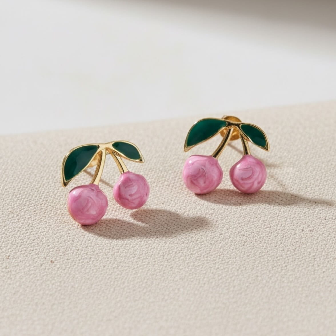 Naušnice Cherry Kiss - rozo zelene